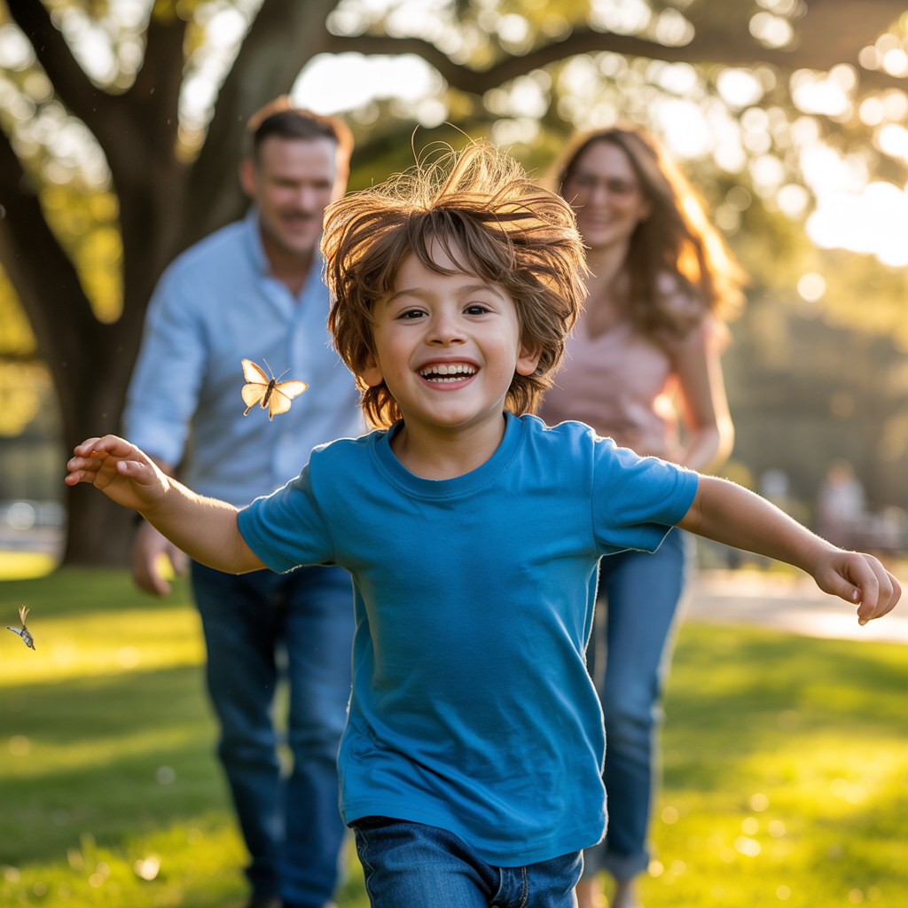 ADHD child running outdoors 