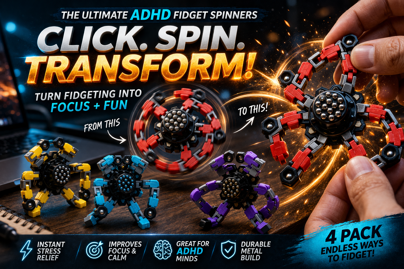 These Transformable Fidget Spinners Are Pure Dopamine for ADHD Brains